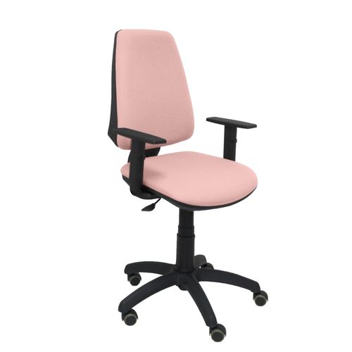 Chaise De Bureau Ergonomique Avec Contact Permanent, Réglable En Hauteur Et Roues De Parquet Assise Et Dossier Rembourrés En Tissu Bali De Couleur Rose Pâle