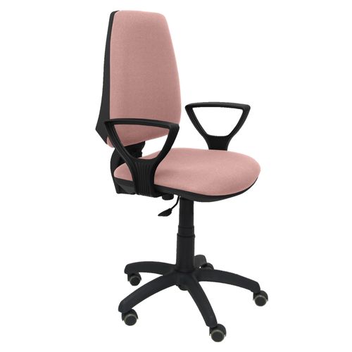Chaise De Bureau Ergonomique Avec Contact Permanent, Réglable En Hauteur Et Roues De Parquet Assise Et Dossier Rembourrés En Tissu Bali De Couleur Rose Pâle