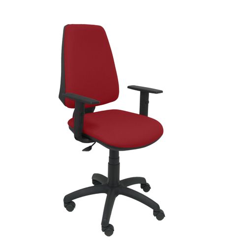 Modèle 14cpbali933b10 Cp Chaise De Bureau Ergonomique Avec Contact Permanent Et Réglable En Hauteur Assise Et Dossier Rembourrés En Tissu Bali De Couleur Grenat (Bras Réglable Inclus)