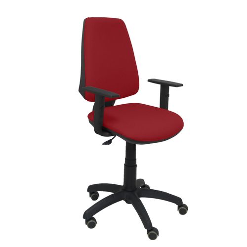 Chaise De Bureau Ergonomique Avec Contact Permanent, Réglable En Hauteur Et Roues De Parquet Assise Et Dossier Rembourrés En Tissu Bali De Couleur Grenat