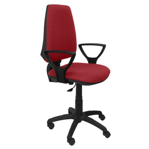Modèle 14cpbali933bgolf Cp Chaise De Bureau Ergonomique Avec Contact Permanent Et Réglable En Hauteur Assise Et Dossier Rembourrés En Tissu Bali De Couleur Grenat (Bras Fixes Inclus)