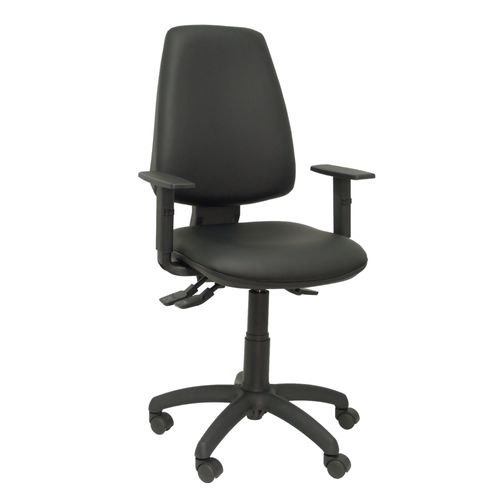 Siège De Bureau Ergonomique Avec Mécanisme Synchro Et Réglable En Hauteur - Assise Et Dossier Rembourrés En Cuir Noir Similaire (Arms Réglables Inclus) Piqueras Y Crespo Modèle Elche S