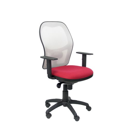 Fauteuil De Bureau Ergonomique Avec Mécanisme Synchro, Accoudoirs Réglables Et Hauteur Réglable Dossier En Maille Respirante En Blanc Et Siège Rembourré En Tissu Bali Brunir