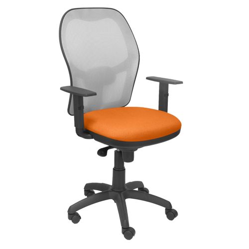 Fauteuil De Bureau Ergonomique Avec Mécanisme Synchro, Accoudoirs Réglables Et Réglables En Hauteur, Dossier En Maille Respirante En Gris Et Assise Rembourrée En Tissu