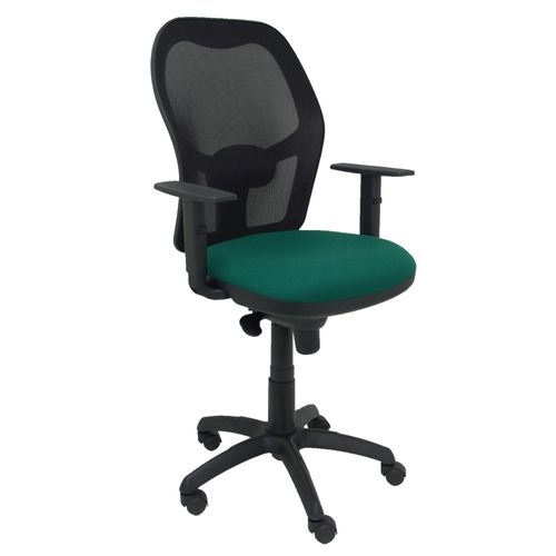 Siège De Bureau Ergonomique Avec Mécanisme Synchro, Accoudoirs Réglables Et Hauteur Réglable Dossier En Maille Respirante En Noir Et Assise Rembourrée En Tissu Bali Vert