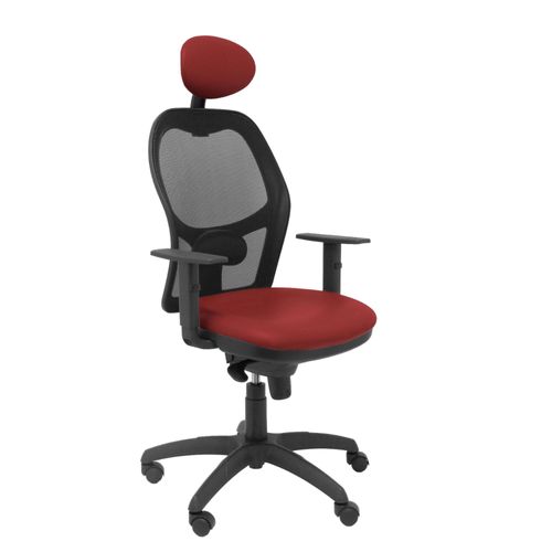 Fauteuil De Bureau Ergonomique Avec Mécanisme Synchro, Accoudoirs Réglables Et Hauteur Réglable Dossier En Maille Respirante En Noir Et Assise Rembourrée En Tissu Similpiel Brunir