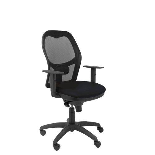 Fauteuil De Bureau Ergonomique Avec Mécanisme Synchro, Accoudoirs Réglables Et Hauteur Réglable Dossier En Maille Respirante En Noir Et Assise Rembourrée En Tissu Similpiel En Noir