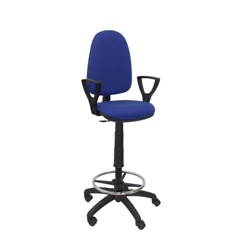 Tabouret Ergonomique Avec Mécanisme De Contact Permanent Réglable En Hauteur Et Anneau De Repose-Pieds Siège Et Dossier Rembourrés En Tissu Bali Bleu (Arms Fixes Inclus) Piqueras Y Crespo Modèle T04cp