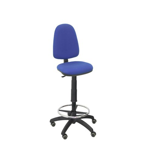 Tabouret Ergonomique Avec Mécanisme De Contact Permanent Et Réglable En Hauteur, Anneau De Repose-Pieds Et Roues En Parquet Blue Bali Assise Et Dossier Rembourrés En Tissu