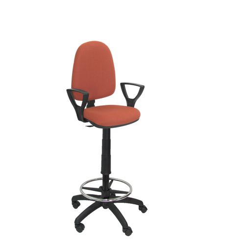 Tabouret Ergonomique Avec Mécanisme De Contact Permanent Réglable En Hauteur Et Anneau De Repose-Pieds Siège Et Dossier Rembourrés En Tissu Bali Brun (Arms Fixes Inclus) Piqueras Y Crespo Modèle T04cp