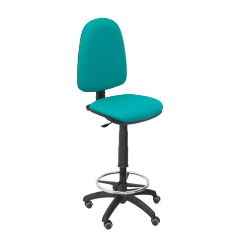 Tabouret Ergonomique Avec Mécanisme De Contact Permanent Réglable En Hauteur, Anneau De Repose-Pieds Et Roues En Parquet Vert Clair Siège Et Dossier Rembourrés En Tissu