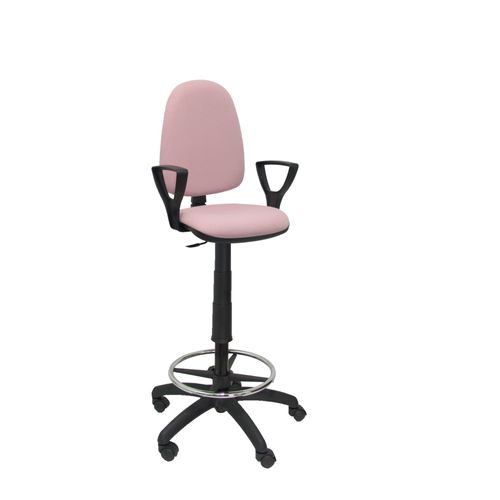 Tabouret Ergonomique Avec Mécanisme De Contact Permanent Réglable En Hauteur Et Anneau De Repose-Pieds En Tissu Bali Rose Pâle Rembourré Assise Et Dossier
