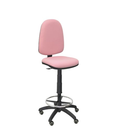Tabouret Ergonomique Avec Mécanisme De Contact Permanent Et Réglable En Hauteur, Repose-Pieds Et Roulettes En Parquet Rose Clair Siège Et Dossier En Tissu Bali Piqueras Y Crespo Modèle T04cp