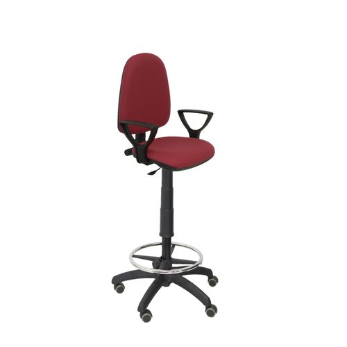 Tabouret Ergonomique Avec Mécanisme De Contact Permanent, Réglable En Hauteur, Anneau De Repose-Pieds Et Roues En Parquet, Assise Et Dossier Rembourrés En Tissu Bali Brunir