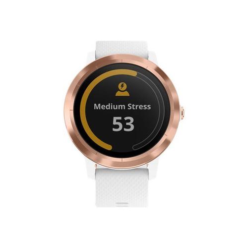 Garmin Vívoactive 3 - Rose Or - Montre Connectée Avec Bracelet - Silicone - Blanc - Taille Du Poignet : 127-204 Mm - Affichage 1.2" - Bluetooth, Ant+/Ant - 43 G