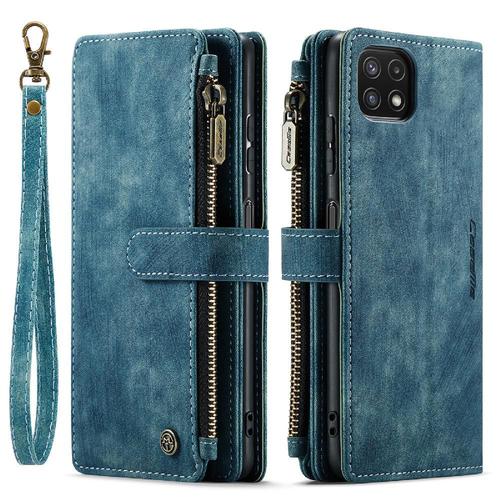 Caseme Étui Pour Samsung Galaxy A22 5g Fentes Pour Cartes De Permis De Conduire Avec Titulaire De La Carte Fentes Pour Cartes De Permis De Conduire Portefeuille Étui Pour Femmes - Bleu