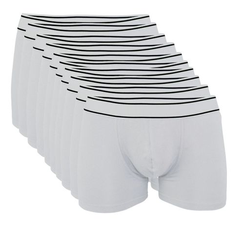 Lot 10 Boxers Shorty Homme K800 - Coton - Blanc