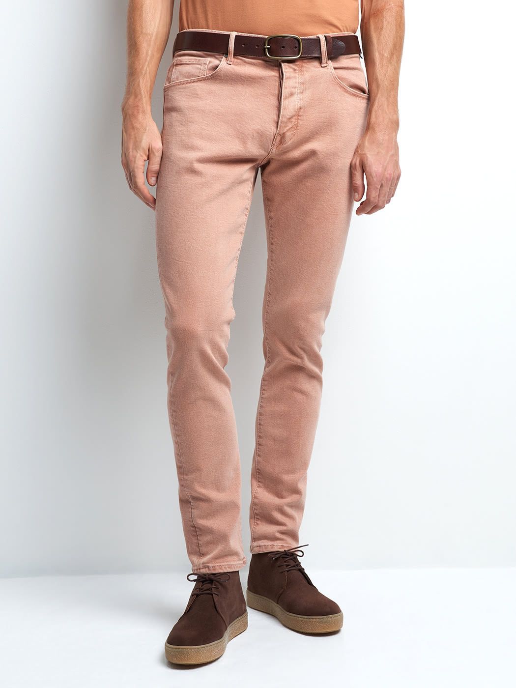 Jean Couleur Slim Stretch Délavé - Orange Abricot - 42