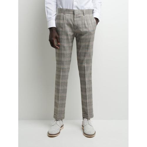 Pantalon Coordonnable Slim À Carreaux - Vert Bronze - 38