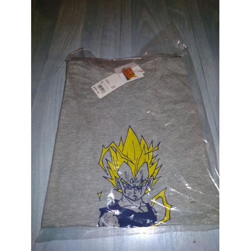 T-Shirt Uniqlo Coton L Gris Dragon Ball Z Vegeta 50 Ans Shonen Jump Édition Limité