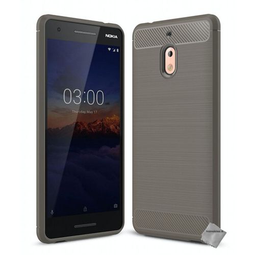 Housse Etui Coque Silicone Gel Carbone Pour Nokia 2.1 (2018) + Verre Trempe - Gris