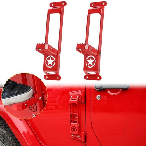 Rouge - Pédale De Pied Pliante De Voiture, Pour Jeep Wrangler Jk Jku Jl Jeep Gladiateurs Jt Portes, Plaque De Marche En Métal, Accessoires Extérieurs