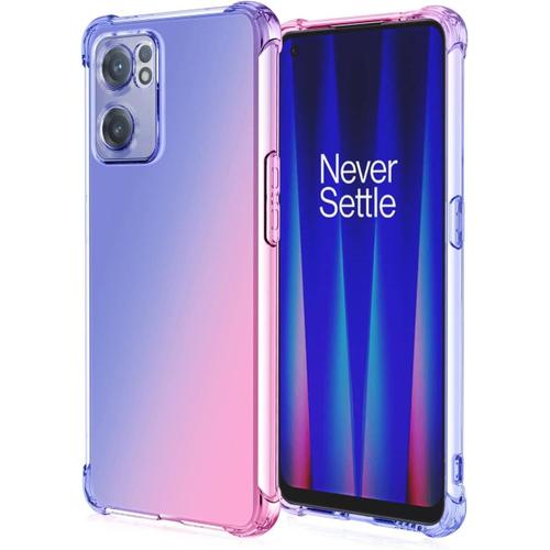 Coque Pour Oppo Reno7 Se 5g Étui Ultra Léger, Couverture Arrière Transparente Tpu Dégradée, Étui Minimaliste Airbag. Bleu/Rose