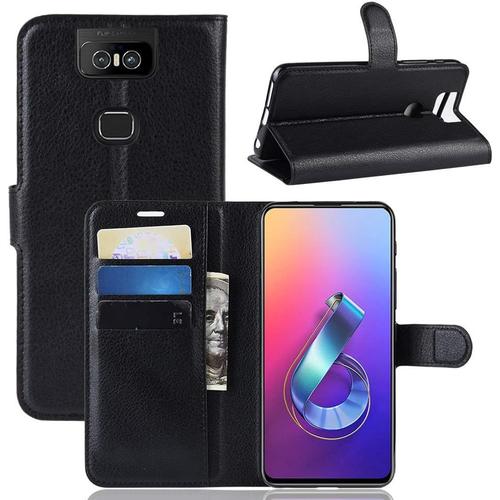 Coque Pour Asus Zenfone 6 Zs630kl,Étui Portefeuille,Étui Anti-Chute Pour Téléphone,Étui En Silicone Noir