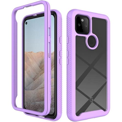 Coque Pour Google Pixel 5a, Souple Tpu Bumper Transparente Pc Coque Arrière Antichoc Coque Pour Google Pixel 5a - Mauve