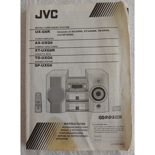 Manuel D'utilisation Chaine Audio Jvc Ux-G6r