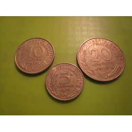 Lot De 3 Pièces De Monnaie 5 - 10 Et 20 Centimes Marianne France 1967