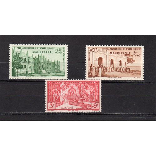 Timbres De Poste Aérienne De Mauritanie (Au Profit De LUvre De Protection De LEnfance Indigène)