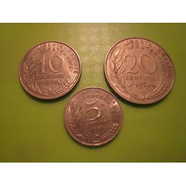 Lot De 3 Pièces De Monnaie 5 - 10 Et 20 Centimes Marianne France 1971