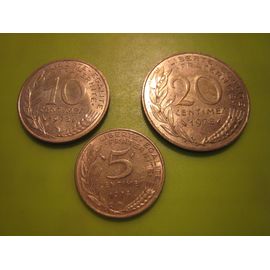 Lot De 3 Pièces De Monnaie 5 - 10 Et 20 Centimes Marianne France 1978