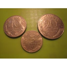 Lot De 3 Pièces De Monnaie 5 - 10 Et 20 Centimes Marianne France 1981