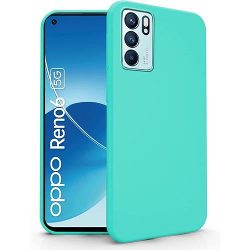 Coque Compatible Pour Oppo Reno 6 5g Coque Tpu Soft Gel Silicone Ultra Slim Souple Souple Case Arrière Protection Turquoise