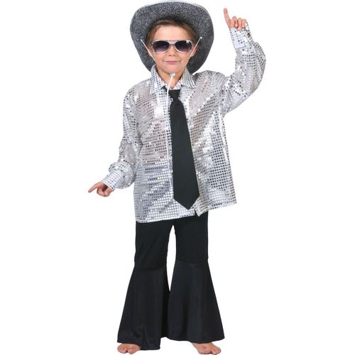 Chemise Disco Argentée Garçon - Taille: 14 Ans (164 Cm)