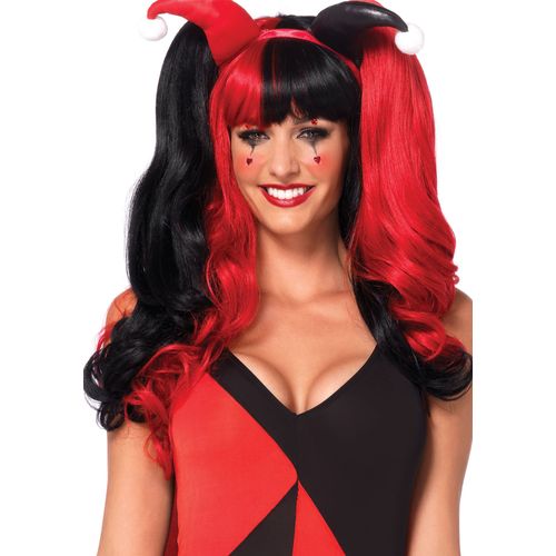 Perruque À Frange Rouge Et Noire Femme Taille Unique