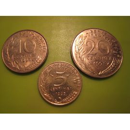 Lot De 3 Pièces De Monnaie 5 - 10 Et 20 Centimes Marianne France 1993