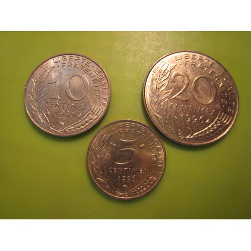 Lot De 3 Pièces De Monnaie 5 - 10 Et 20 Centimes Marianne France 1996