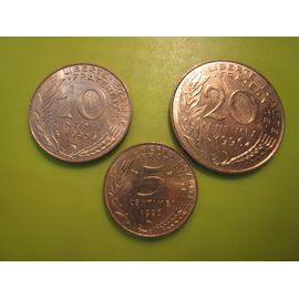 Lot De 3 Pièces De Monnaie 5 - 10 Et 20 Centimes Marianne France 1996