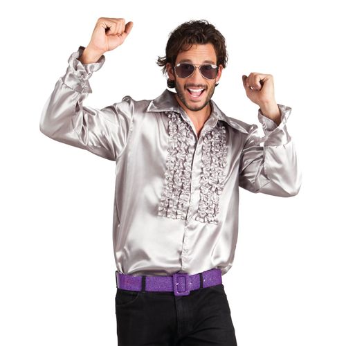 Chemise Disco Argentée Homme Large