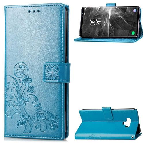 Samsung Galaxy Note 9 Coque, Saturcase Lucky Clover Pu Cuir Magnétique Flip Portefeuille Support Porte-Carte Protecteur Cover Case Avec Dragonne Coque Housse Étui Pour Samsung Galaxy Note 9 (Bleu)