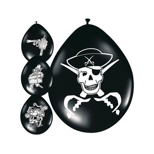 8 Ballons Pirate Noir Taille Unique