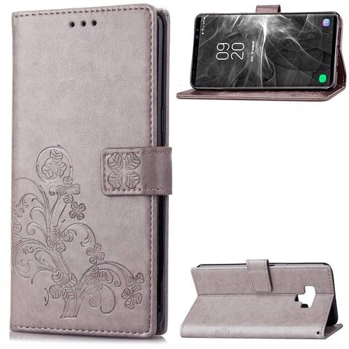 Samsung Galaxy Note 9 Coque, Saturcase Lucky Clover Pu Cuir Magnétique Flip Portefeuille Support Porte-Carte Protecteur Cover Case Avec Dragonne Coque Housse Étui Pour Samsung Galaxy Note 9 (Gris)