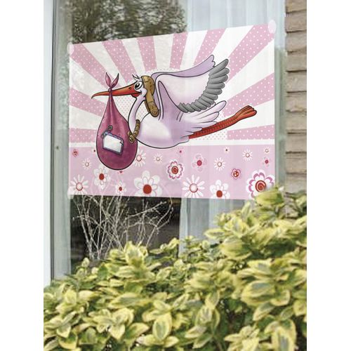 Bannière Cigogne Rose Baby Shower Taille Unique