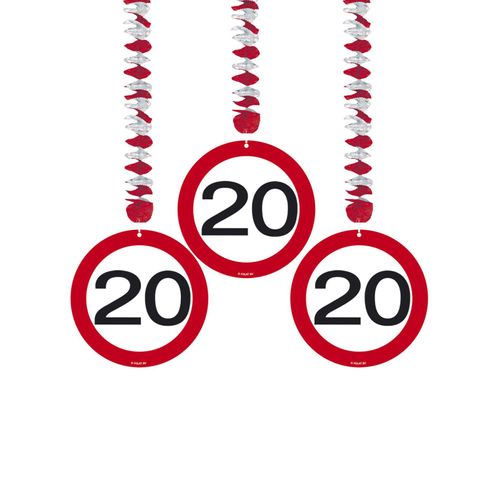 3 Décorations À Suspendre Anniversaire 20 Ans Taille Unique
