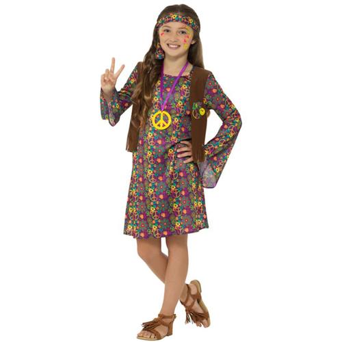 Déguisement De Hippie Avec Fleurs Pour Fille (Taille 4-6a)