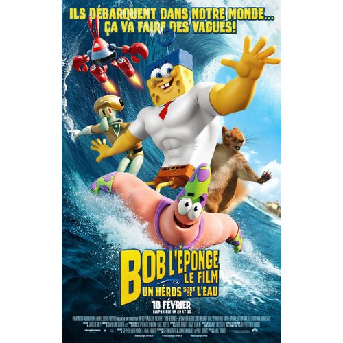 Affiche De Cinéma " Bob L'éponge - Le Film : Un Héros Sort De L'eau " - Format 120x160 Cm - De Paul Tibbitt Avec Tom Kenny, Clancy Brown, Bill Fagerbakke, Jeff Matthew Glover - 2015