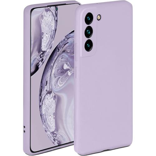 Coque De Protection Souple En Silicone Avec Bords Surélevés Et Double Couche Compatible Avec Samsung Galaxy S22 Plus Lilas Mat